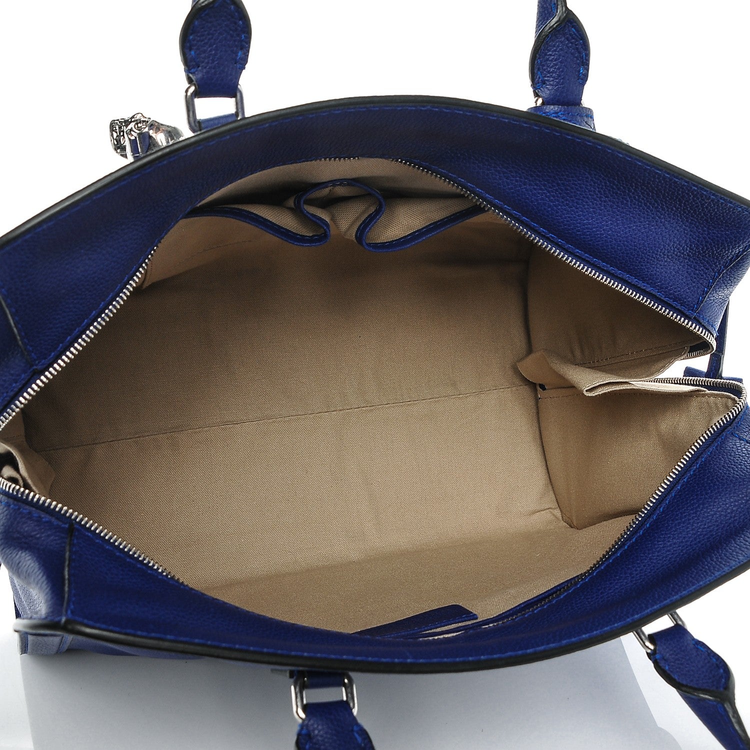 Alexander McQueen Pebbled Calfskin Large Skull Padlock Zip Around Tote Ultramarine 5 of 6