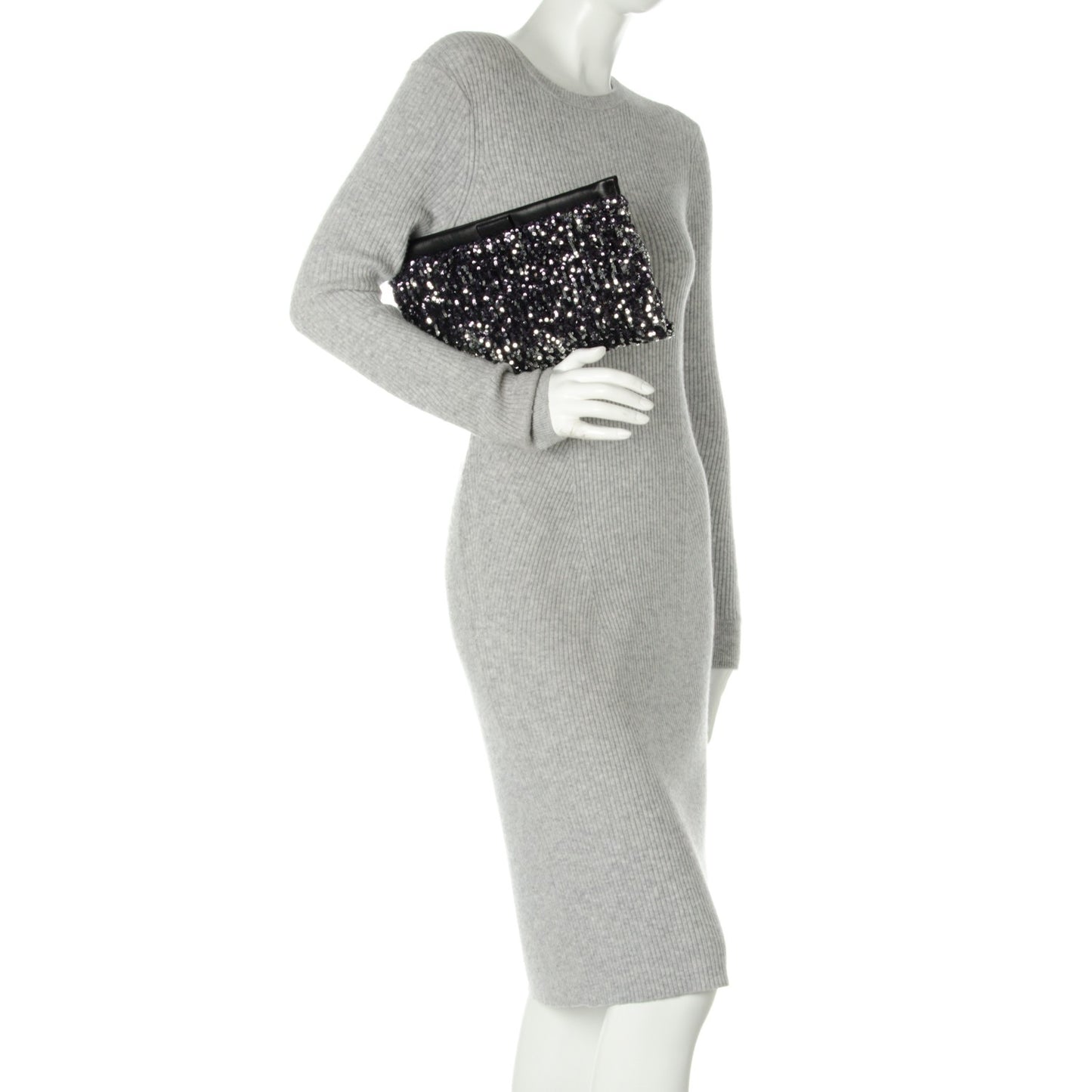 Paillettes Cloquet Sequined Clutch Antracite