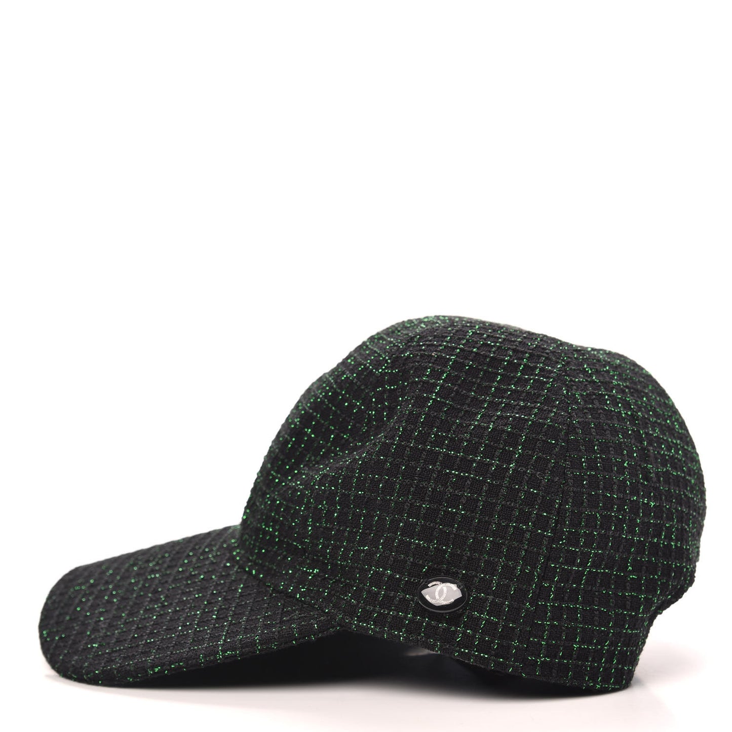 Metallic Tweed Cap Hat M Black Green