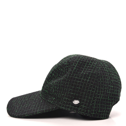 Chanel Metallic Tweed Cap Hat M Black Green 3 of 7