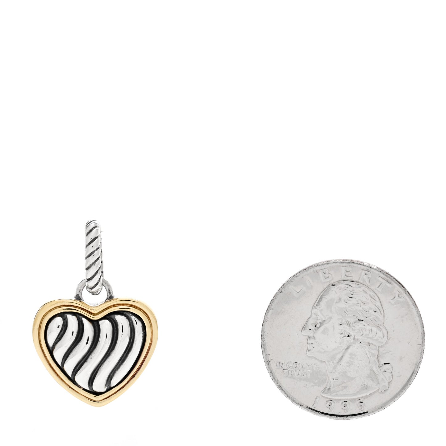 Sterling Silver 18K Yellow Gold Cable Heart Pendant