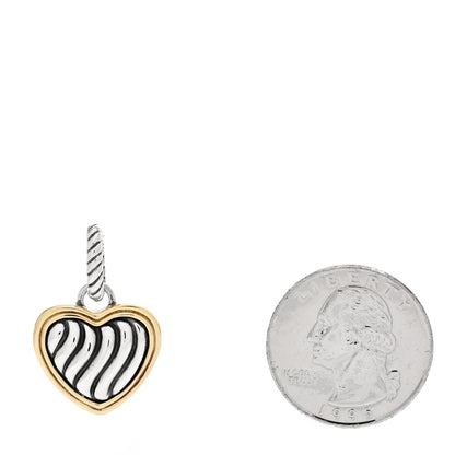 David Yurman Sterling Silver 18K Yellow Gold Cable Heart Pendant 2 of 4