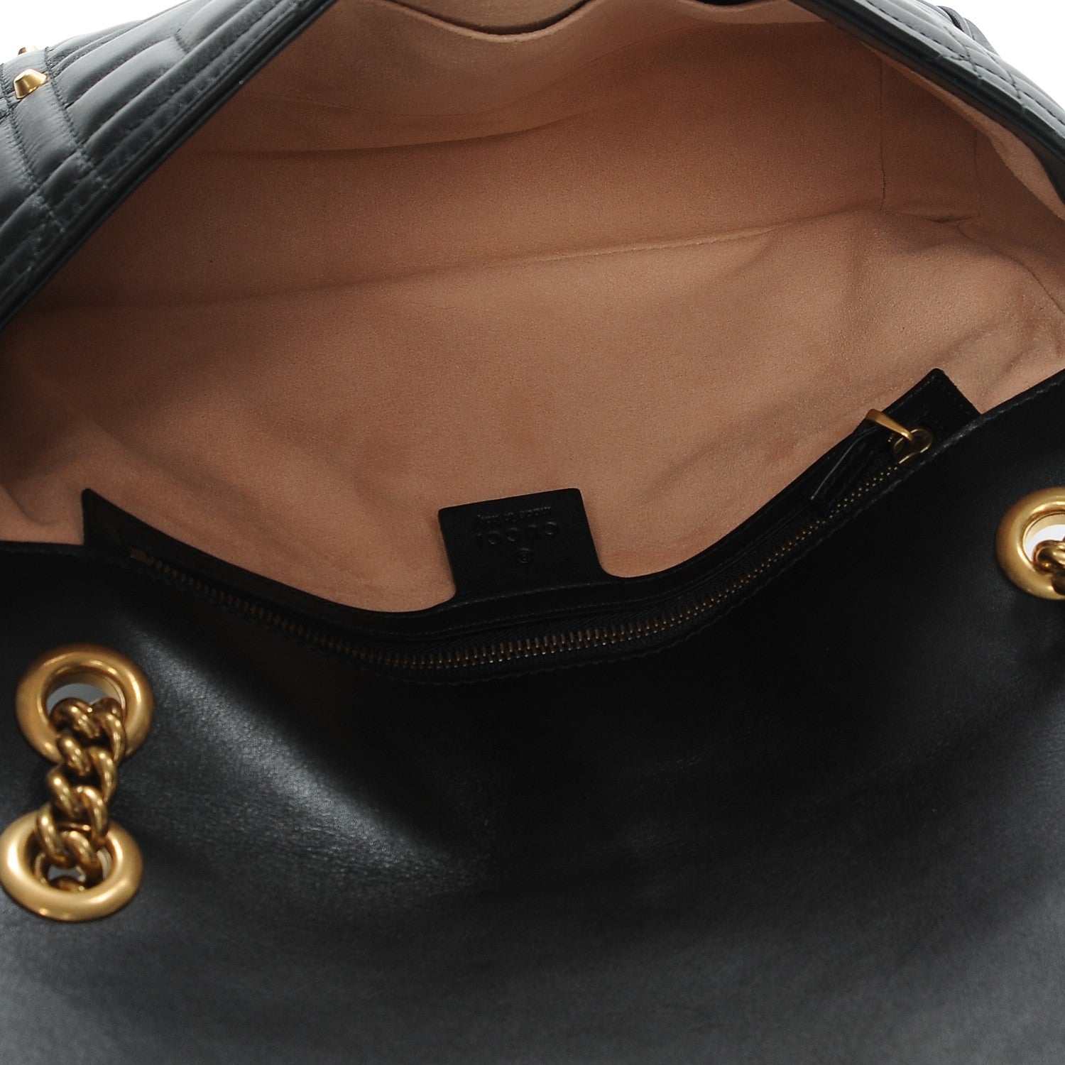 Gucci Calfskin Matelasse Studded Medium GG Marmont Shoulder Bag Black 5 of 7