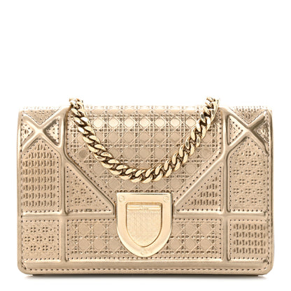 Christian Dior Metallic Patent Micro-Cannage Baby Diorama Flap Bag Gold 1 of 11