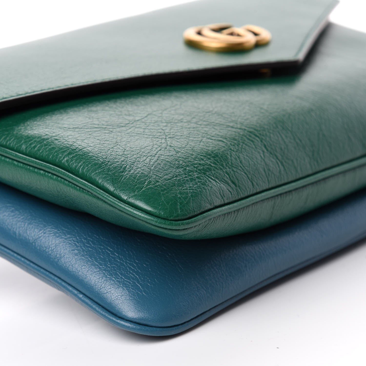 Gucci Calfskin Medium Thiara Double Envelope Shoulder Bag Blue Green 7 of 11