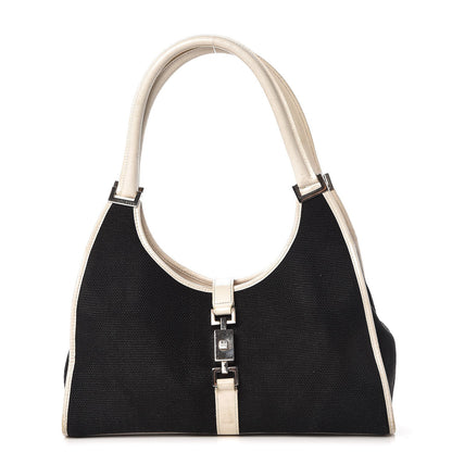 Gucci Canvas Bardot Shoulder Bag White Black 1 of 26