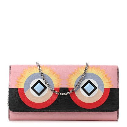Fendi Vitello Elite Century Hypnoteyes Studded Continental Wallet On Chain Bubblegum Multicolor 1 of 7