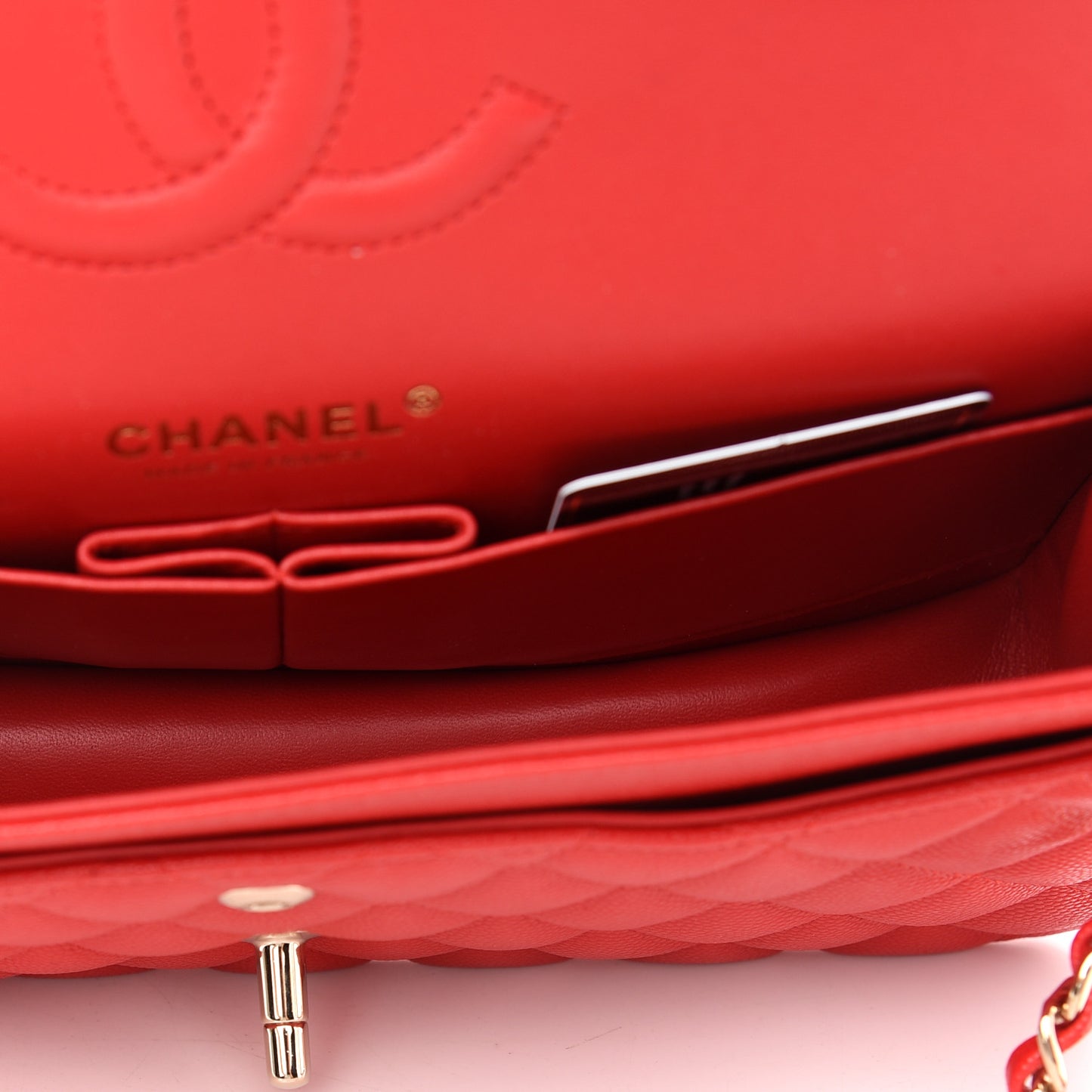 Caviar Quilted Medium Double Flap Red