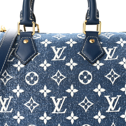 Louis Vuitton Monogram Jacquard Denim Speedy Bandouliere 25 Bleu 7 of 9