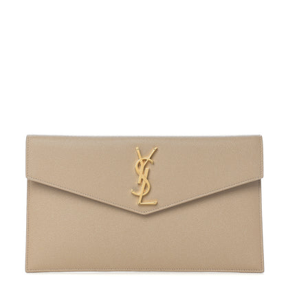 Saint Laurent Grain De Poudre Uptown Pouch Dark Latte 1 of 6