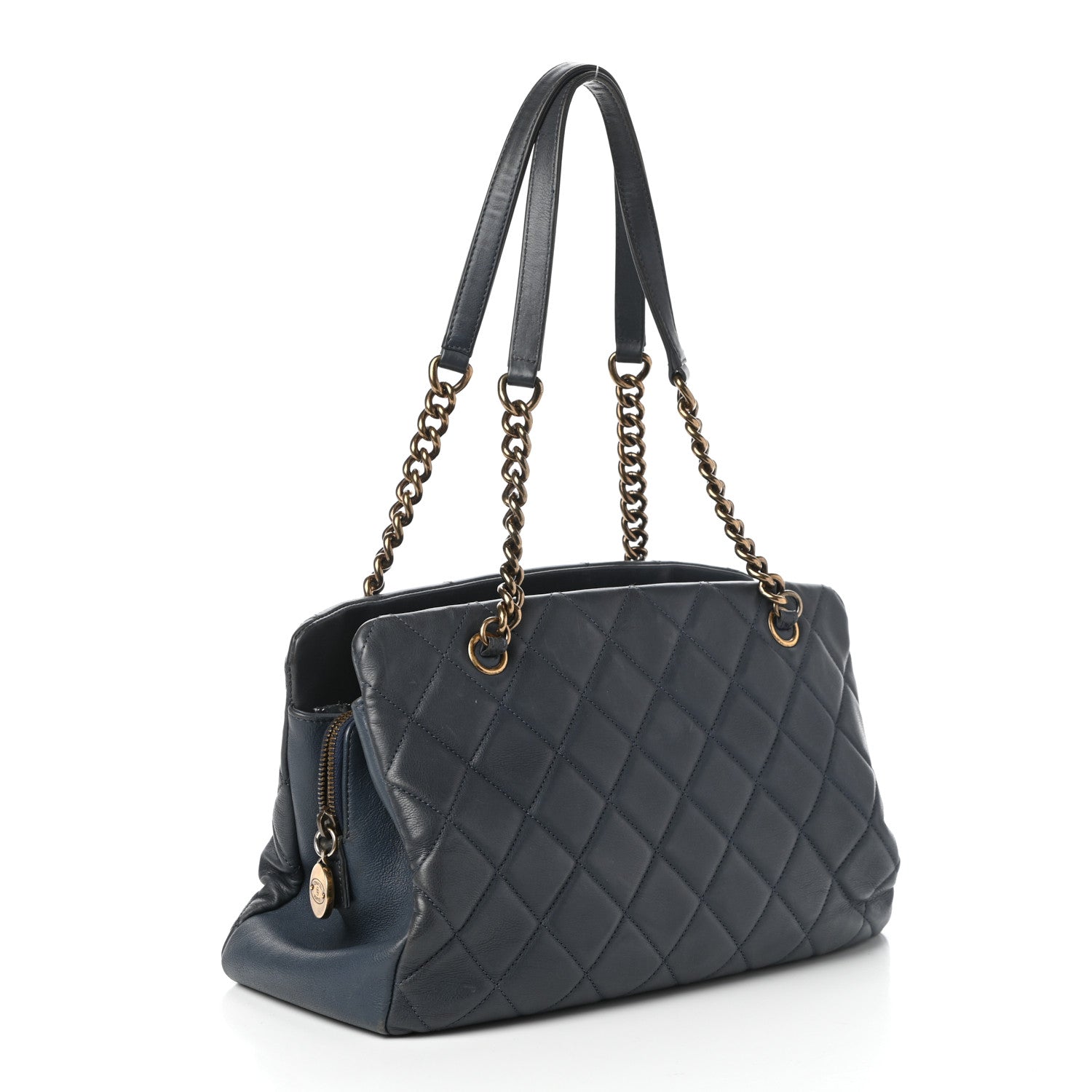Chanel Calfskin Quilted Small CC Crown Tote Blue 3 of 10