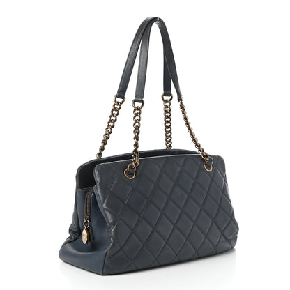 Chanel Calfskin Quilted Small CC Crown Tote Blue 3 of 10
