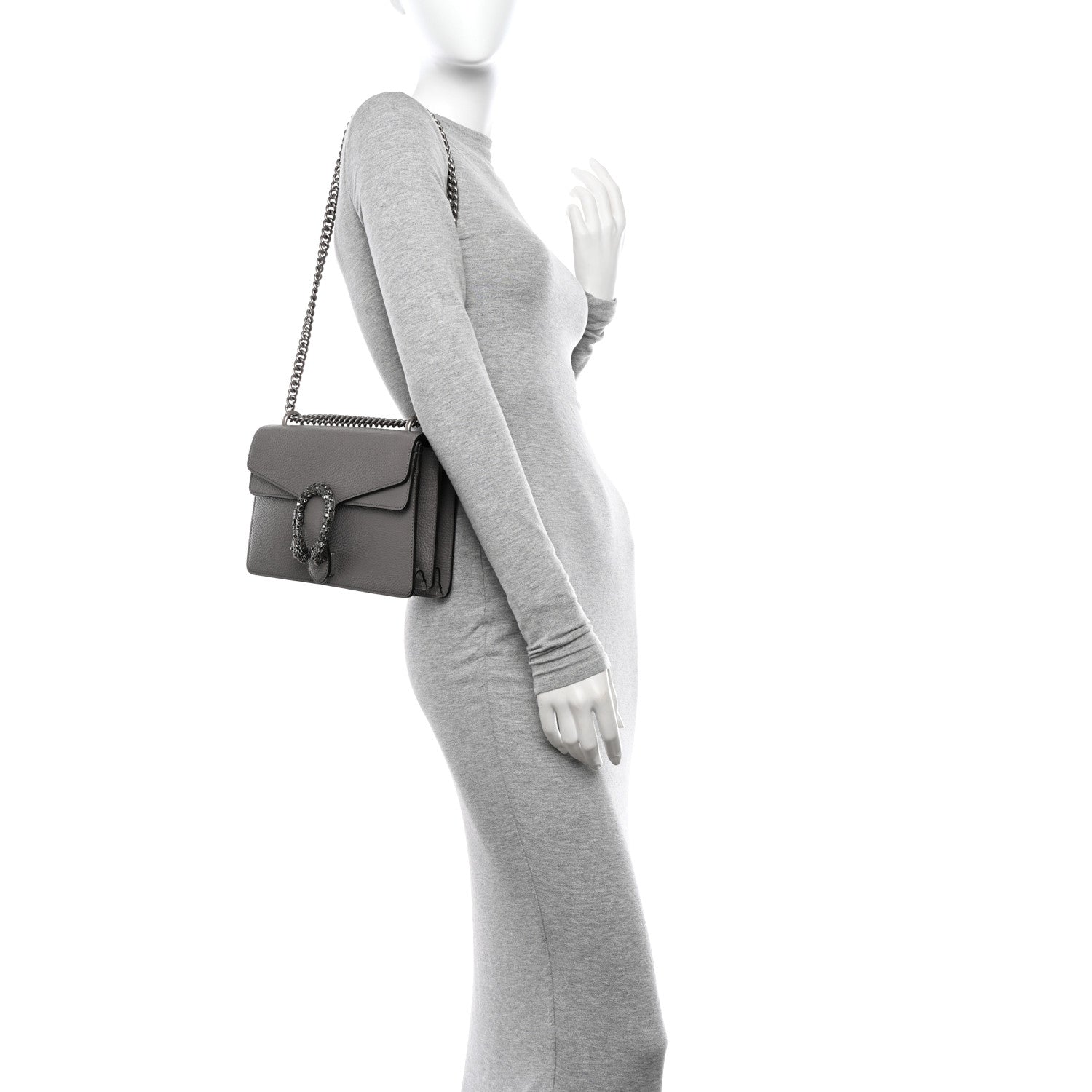 Gucci Pebbled Calfskin Small Dionysus Shoulder Bag Dusty Grey 2 of 12