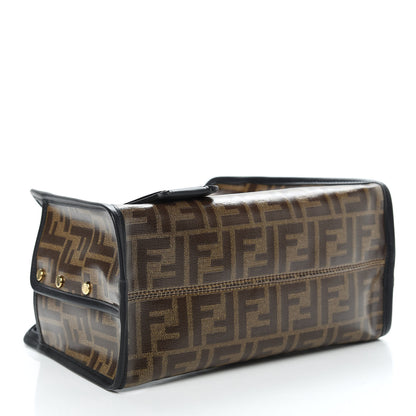 Fendi Glazed Fabric Vitello Century FF 1974 Stamp Patch Mini Peekaboo Defender Cover Mogano Panna Black 4 of 8