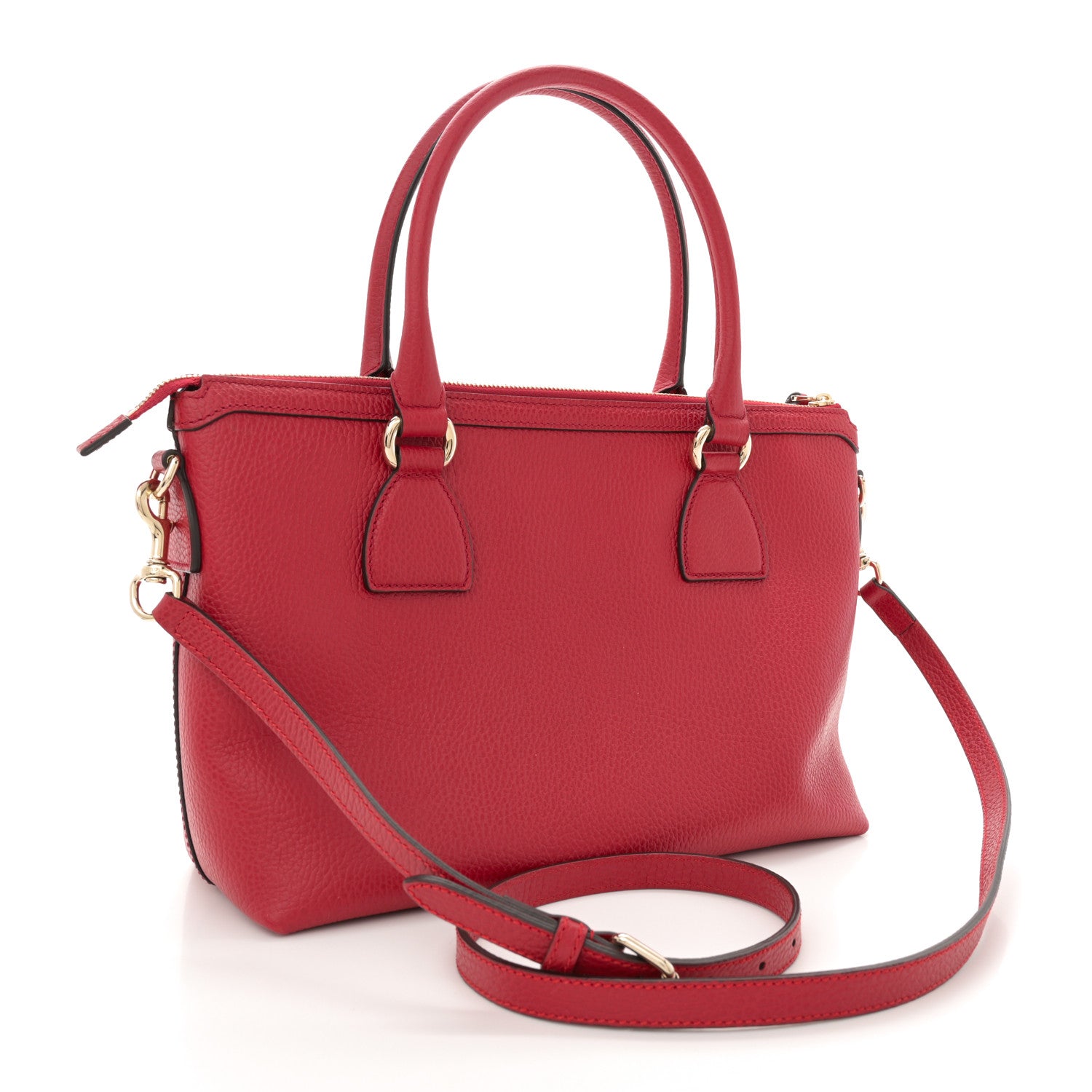 Gucci Dollar Calfskin GG Charm Satchel Red 3 of 13