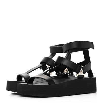 Hermes Calfskin Womens Enid Sandals 36 Black 3 of 10