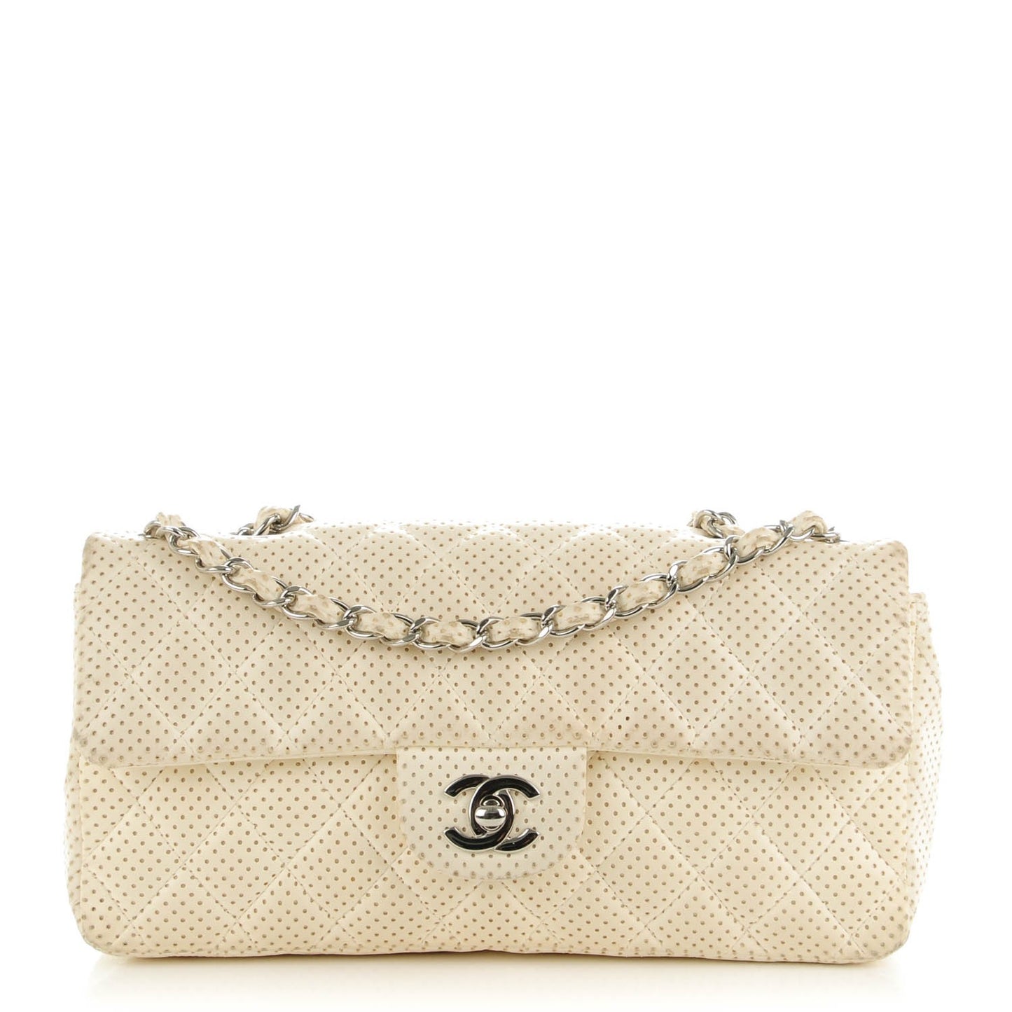 Lambskin Perforated East West Flap White