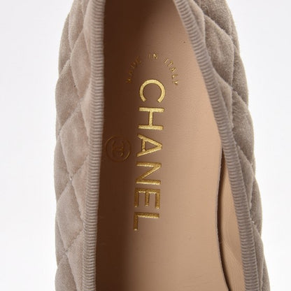 Chanel Suede Quilted Cap Toe CC Ballerina Flats 39 Dark Beige 7 of 10