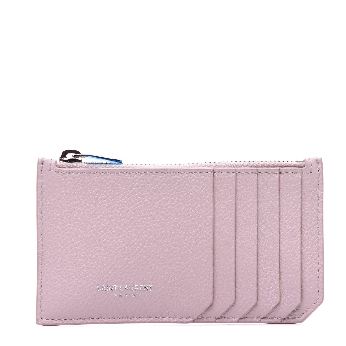 Grained Calfskin 5 Fragments Zip Pouch Card Holder Pale Pink