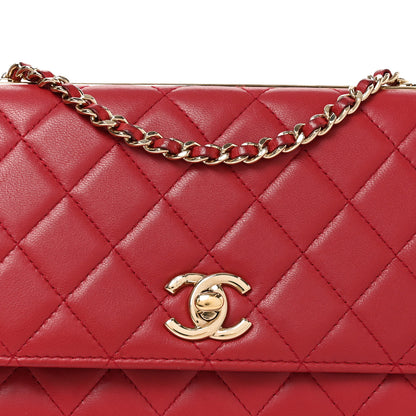Chanel Lambskin Quilted Trendy CC Wallet On Chain WOC Red 9 of 12
