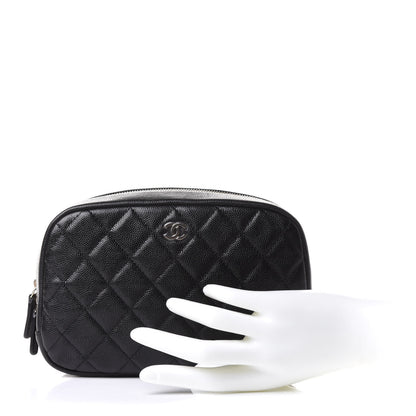 Chanel Caviar Quilted Curvy Pouch Cosmetic Case Black 2 of 11