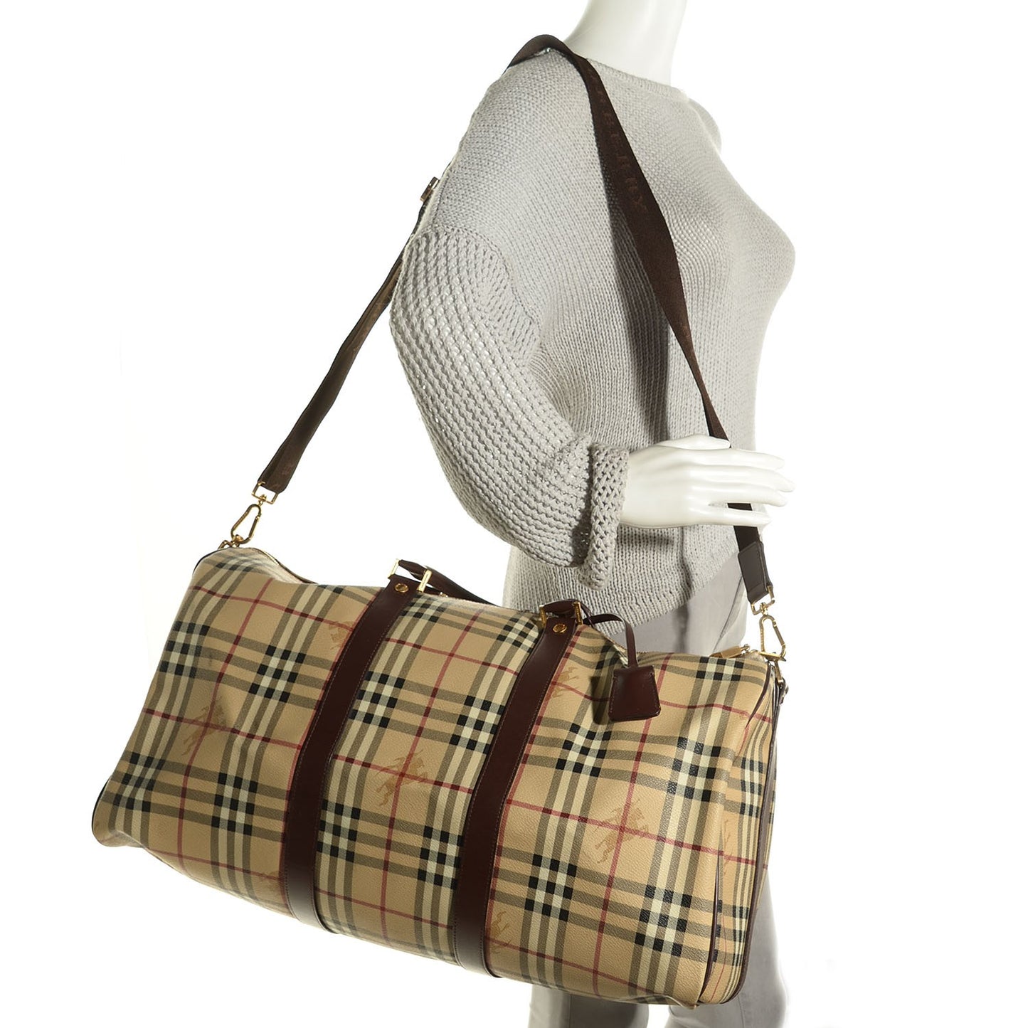 Haymarket Check Large Holdall Duffel Bag Brown