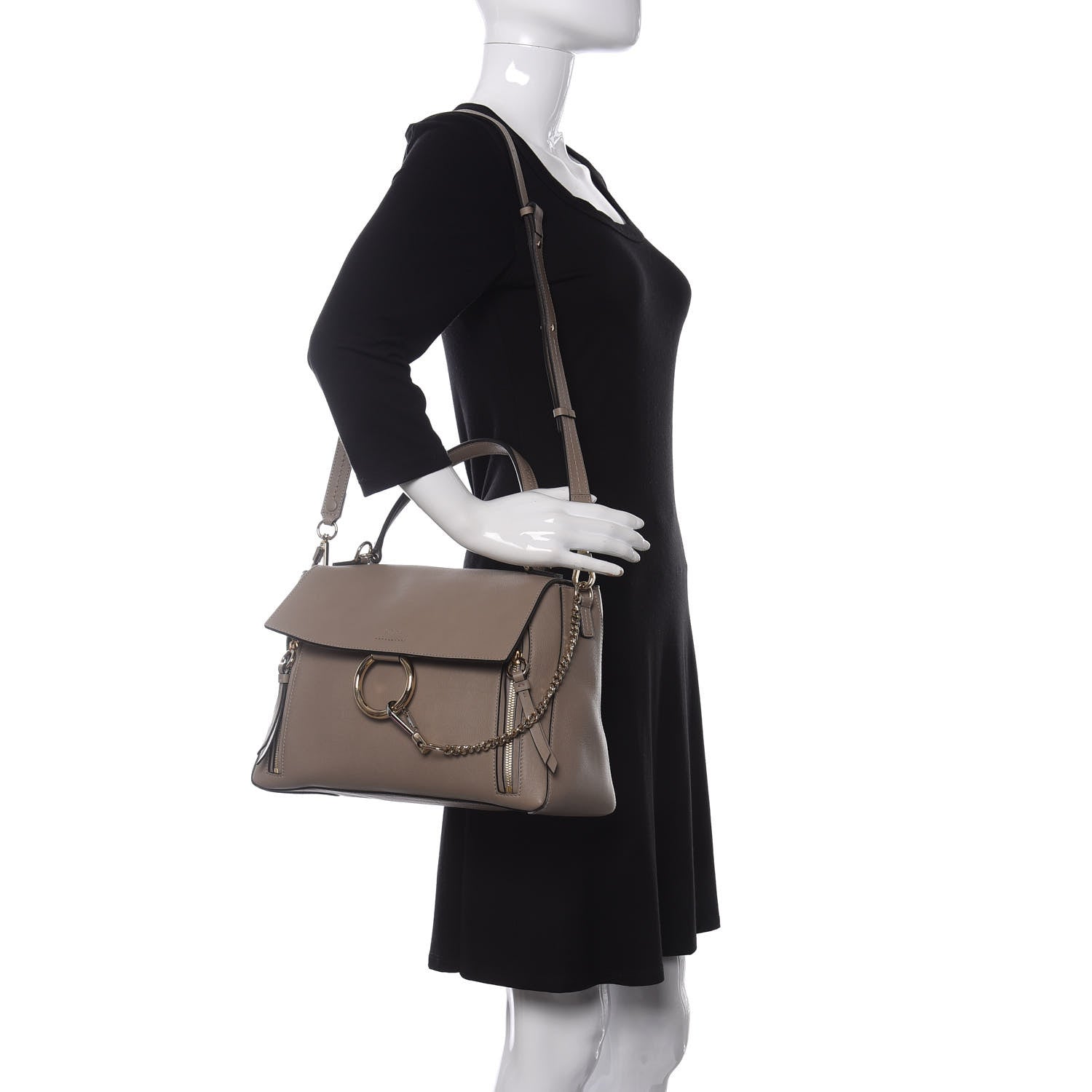 Chloe Calfskin Medium Faye Day Shoulder Bag Motty Grey 2 of 10