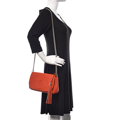 Gucci Pebbled Calfskin Medium Soho Flap Crossbody Sun Orange 2 of 12