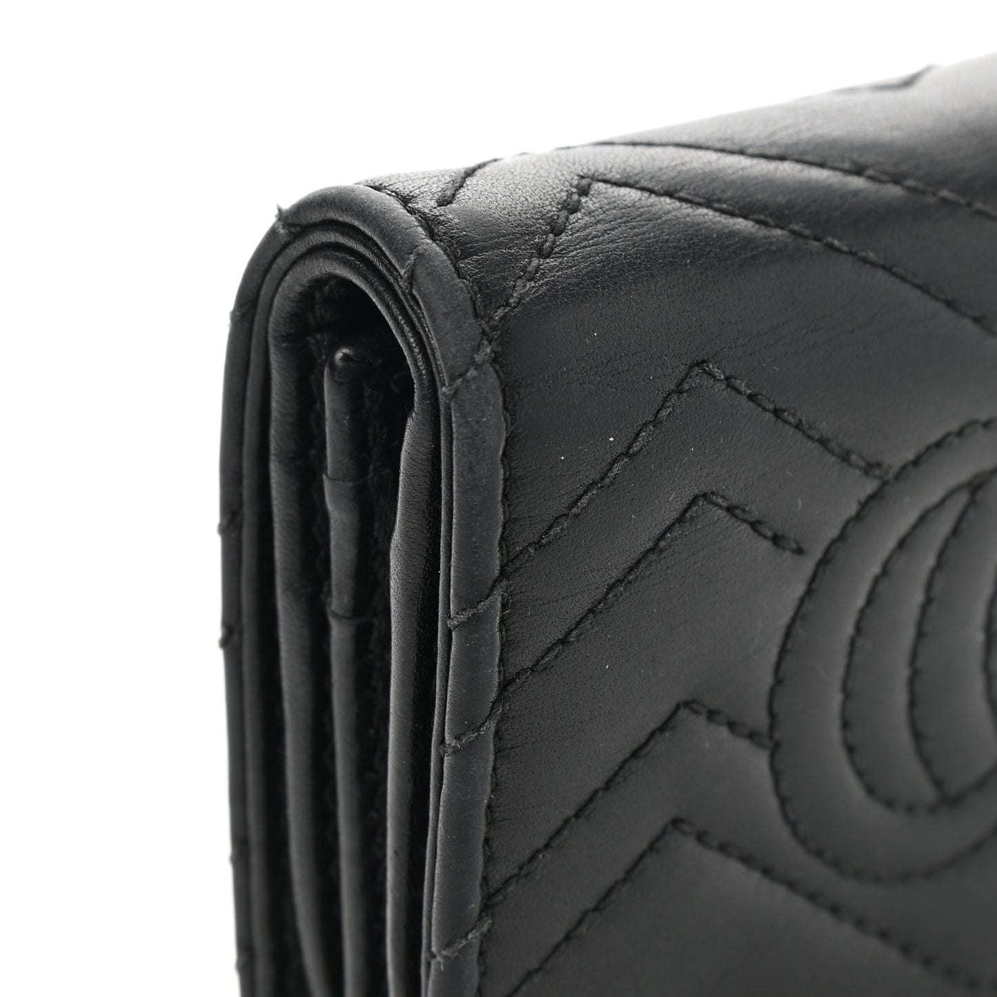 Calfskin Matelasse GG Marmont Card Case Wallet Black