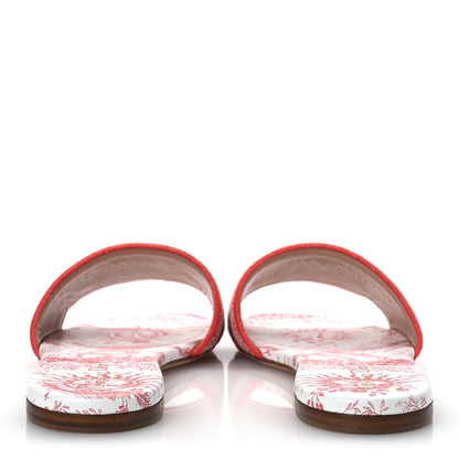 Christian Dior Canvas Soleil Embroidered Dway Flat Slide Sandals 41 Coral 6 of 12