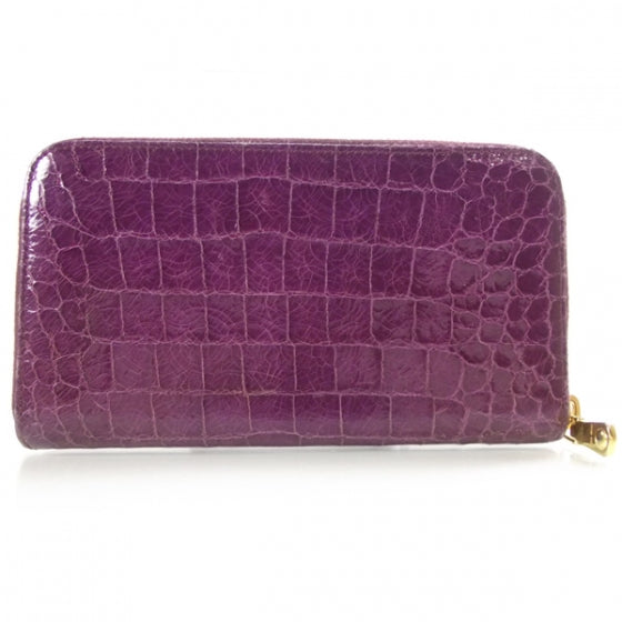 Patent Crocodile Embossed Wallet Purple