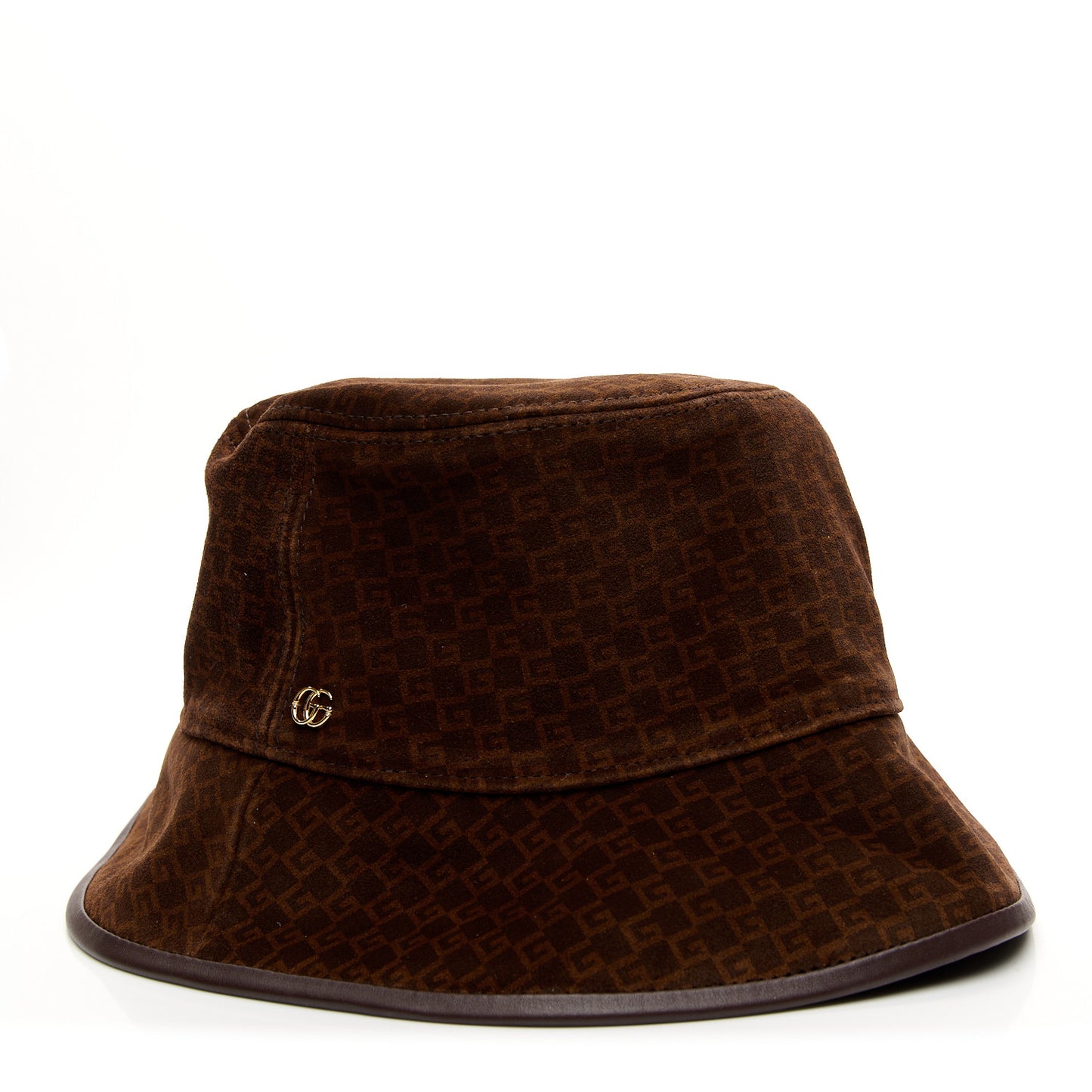 Suede GG Monogram Bucket Hat L Brown