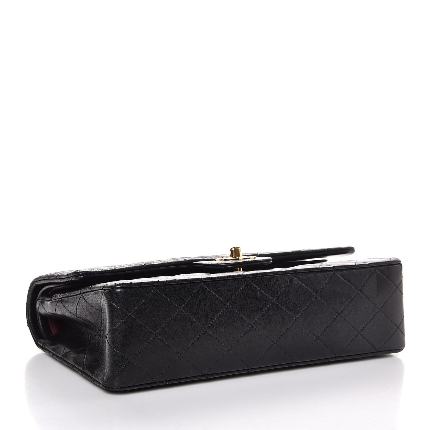 Lambskin Quilted Medium Double Flap Black