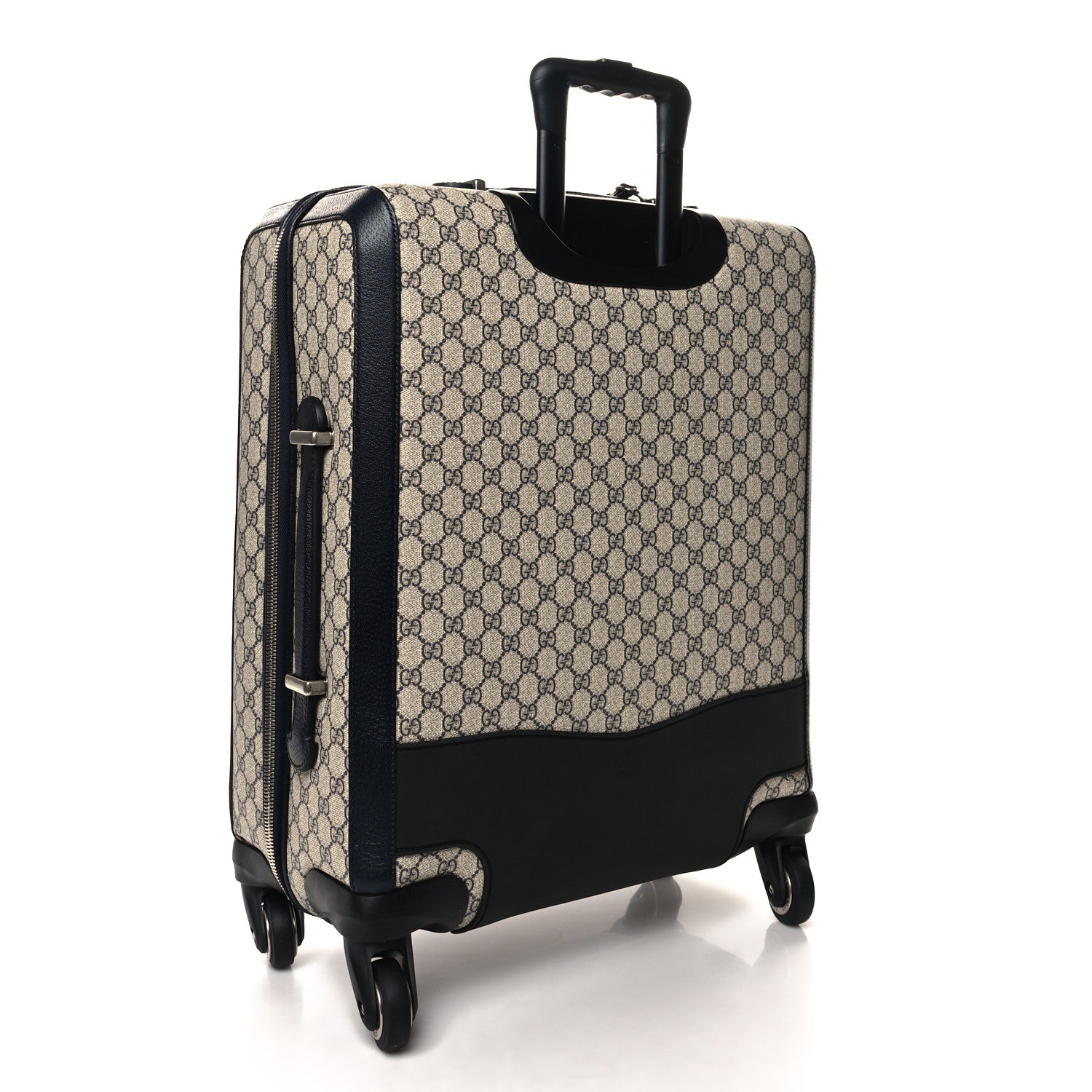 Gucci GG Supreme Monogram Textured Dollar Calfskin Web Savoy Cabin Plus Trolley Beige Blue 2 of 12