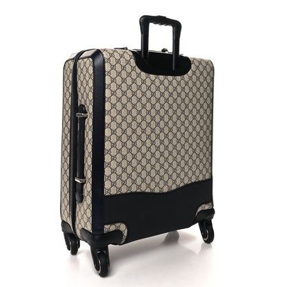 Gucci GG Supreme Monogram Textured Dollar Calfskin Web Savoy Cabin Plus Trolley Beige Blue 2 of 12