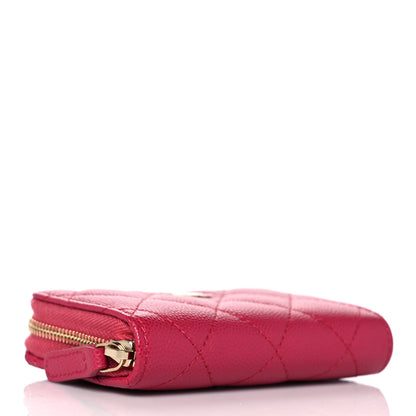 Chanel Caviar Quilted Zip Coin Purse Dark Pink 4 of 10