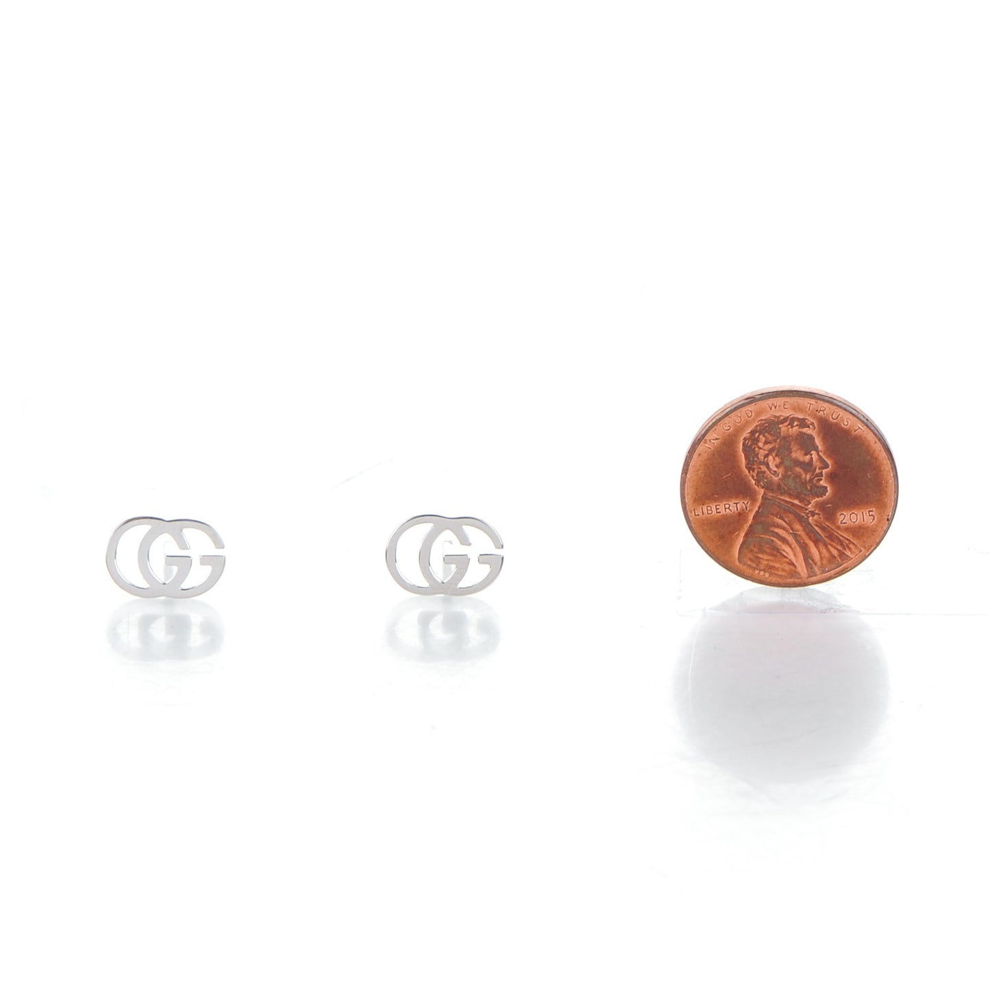 18K White Gold GG Tissue Stud Earrings