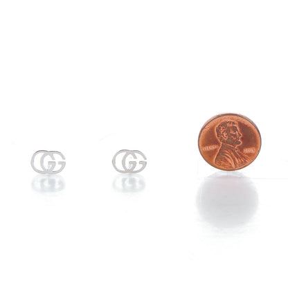 Gucci 18K White Gold GG Tissue Stud Earrings 2 of 7