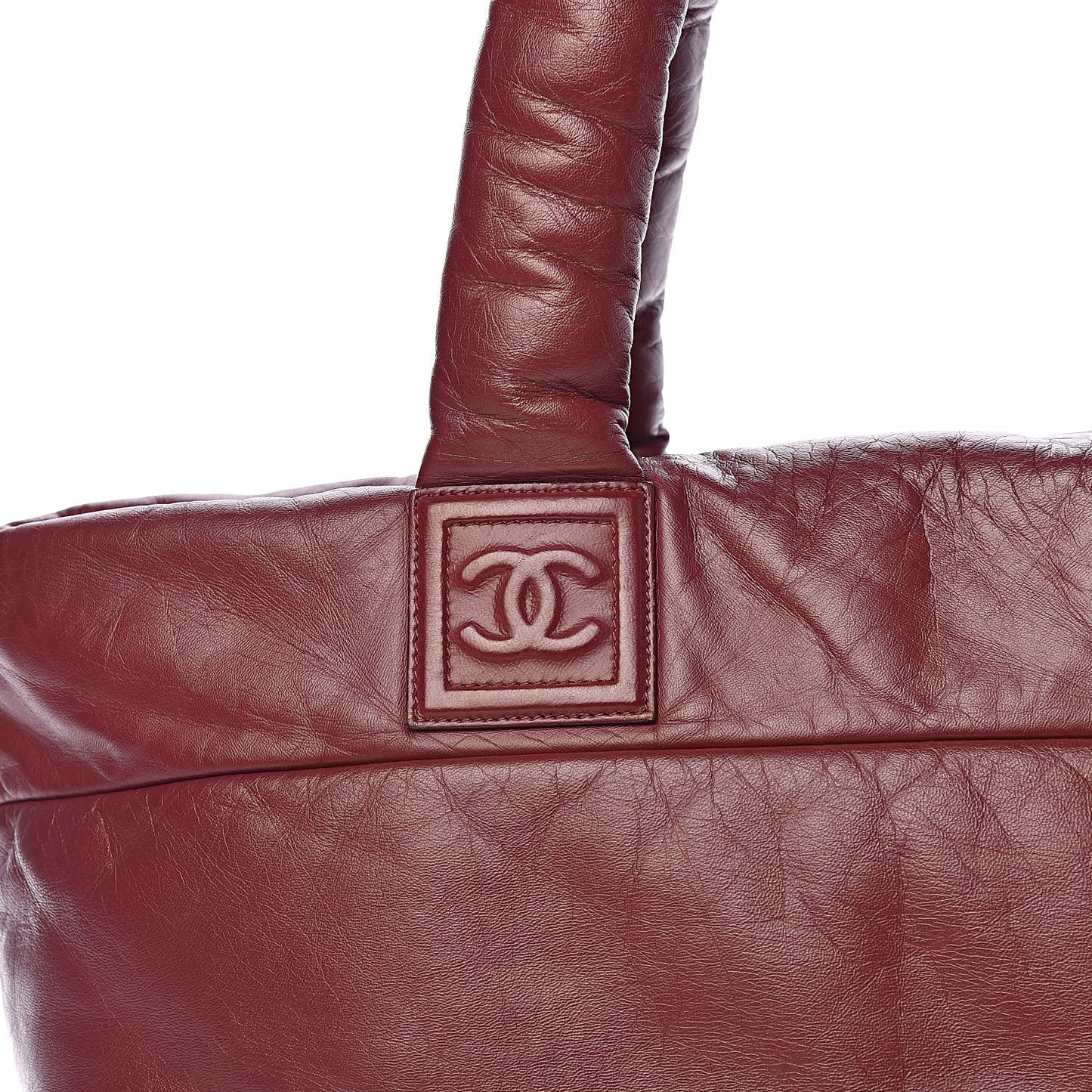 Lambskin Quilted Large Coco Cocoon Tote Burgundy