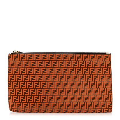 Fendi Suede Vitello King Micro FF Medium Flat Pouch Arancio Marrone White Ice 1 of 7