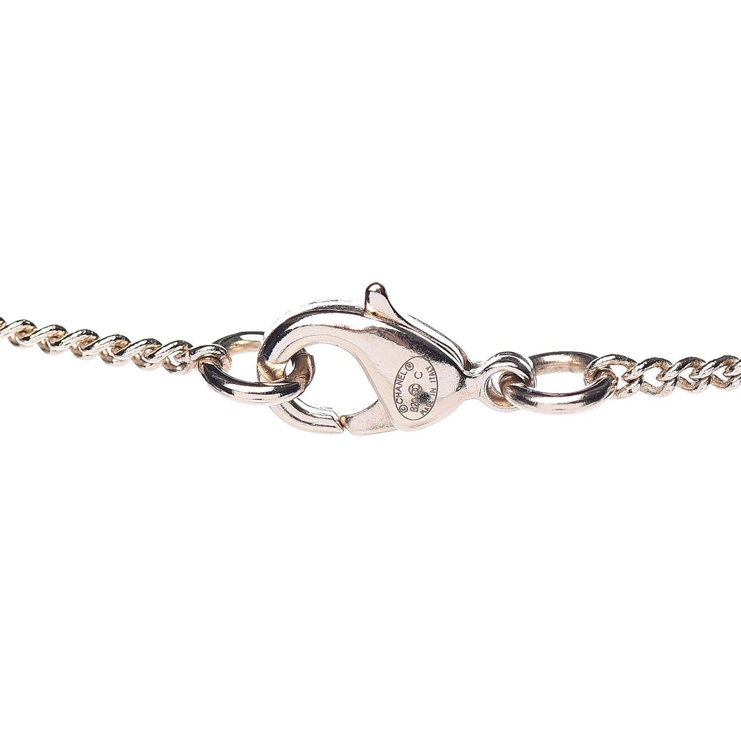 Metal Lambskin Logo Necklace Black Gold