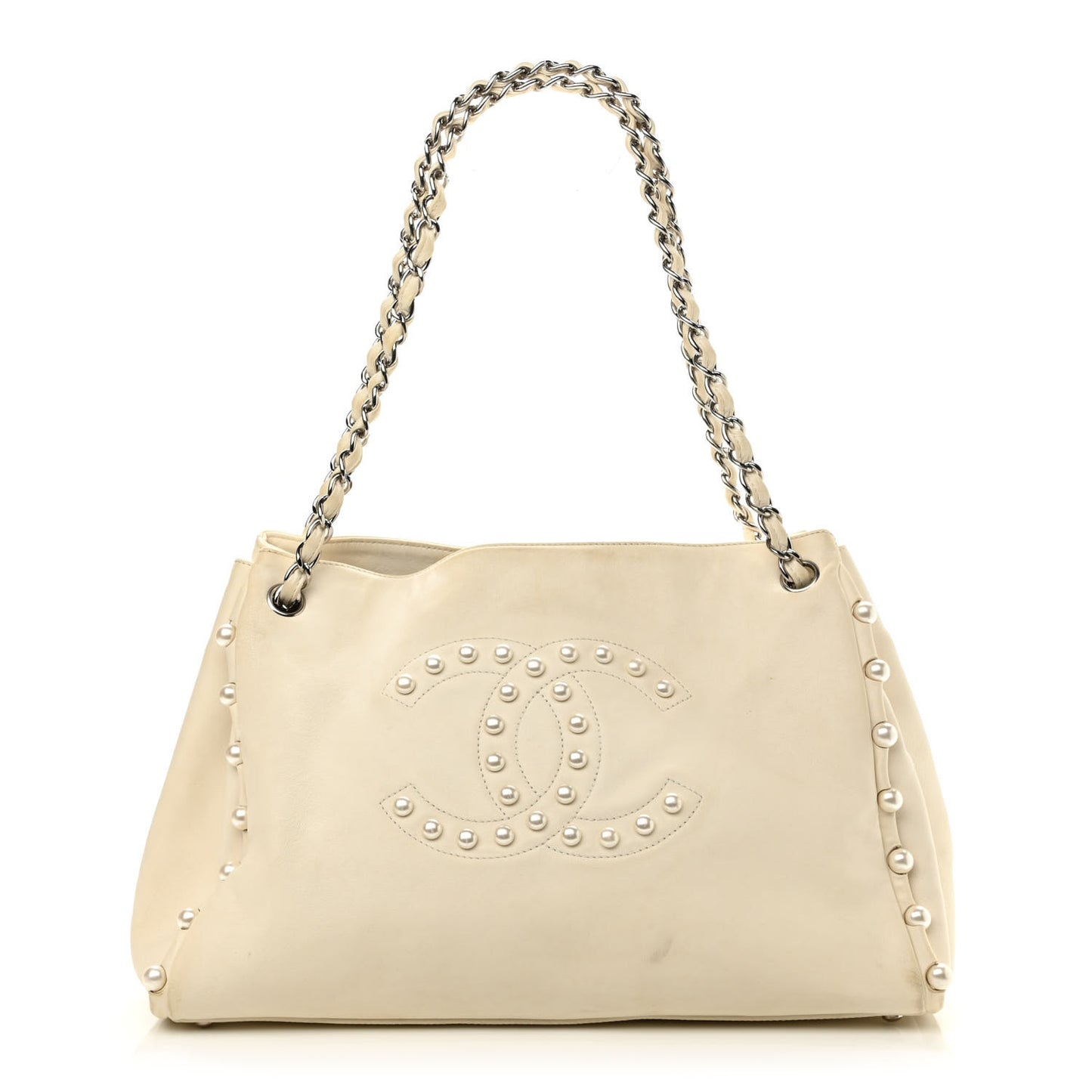 Lambskin Pearl Obsession Tote White