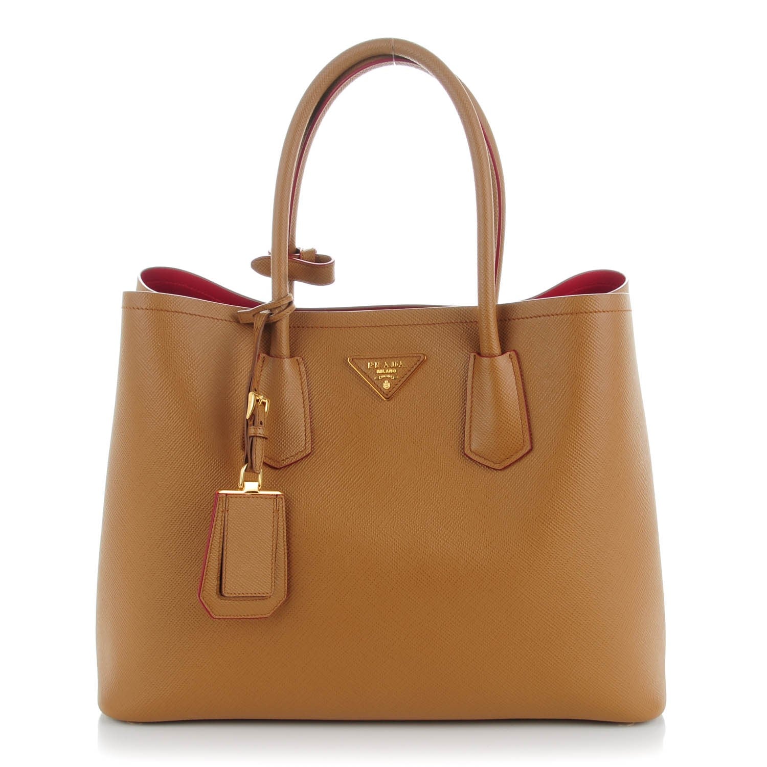 Prada Saffiano Cuir Medium Double Bag Caramel 1 of 7