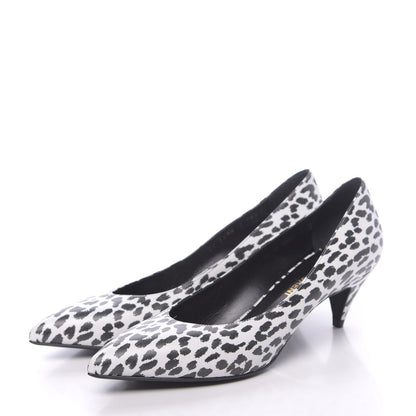 Saint Laurent Soft Calfskin Baby Cat Paris 50 Pumps 35.5 Bianco White Black 3 of 10