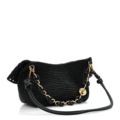 Loewe Raffia Donut Chain Medium Ola Shoulder Bag Black 3 of 12