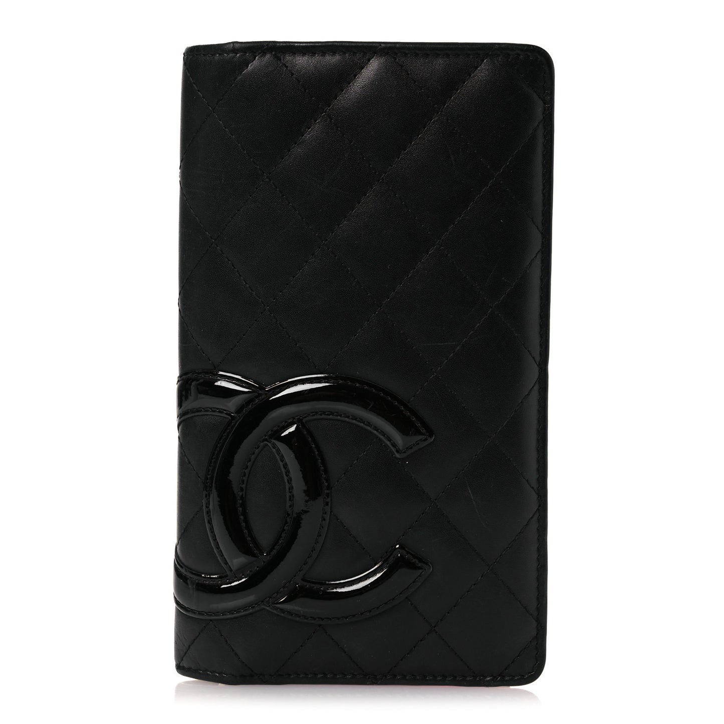 Calfskin Quilted Cambon Yen Wallet Black