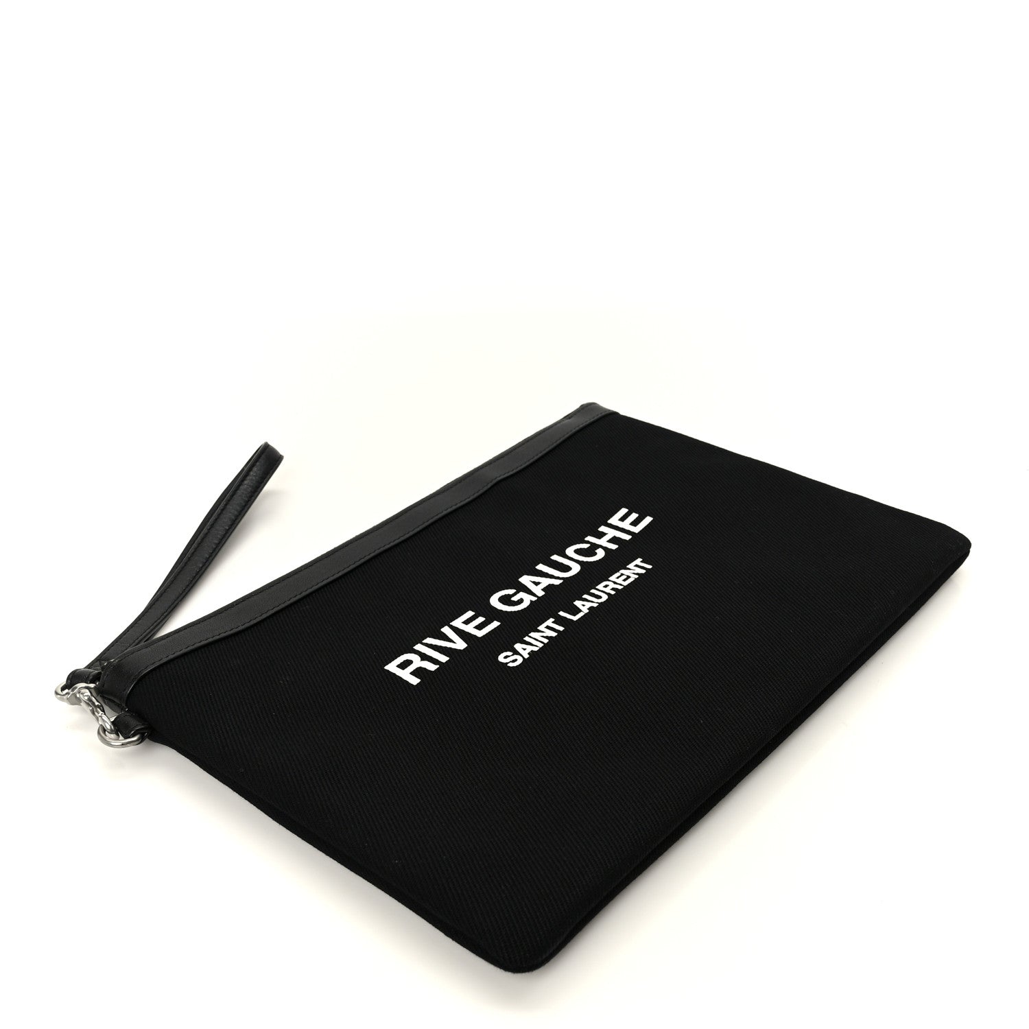 Saint Laurent rive gauche ナイロン ブルゾン ロゴ Saint Laurent Linen Canvas Rive Gauche Zipped Pouch Black 1875750