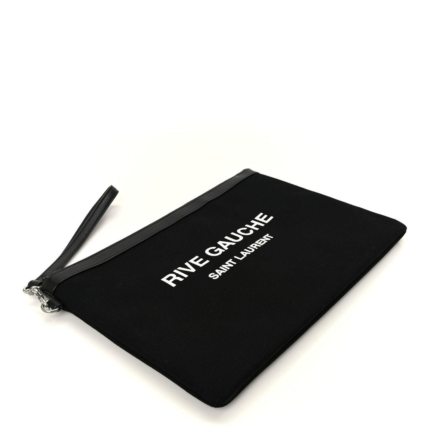 Linen Canvas Rive Gauche Zipped Pouch Black