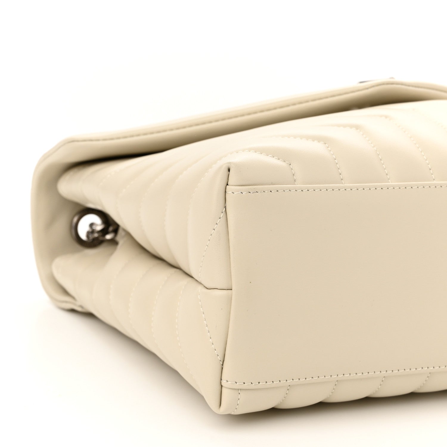Saint Laurent Calfskin Y Quilted Monogram Medium Loulou Chain Satchel Crema Soft 10 of 11