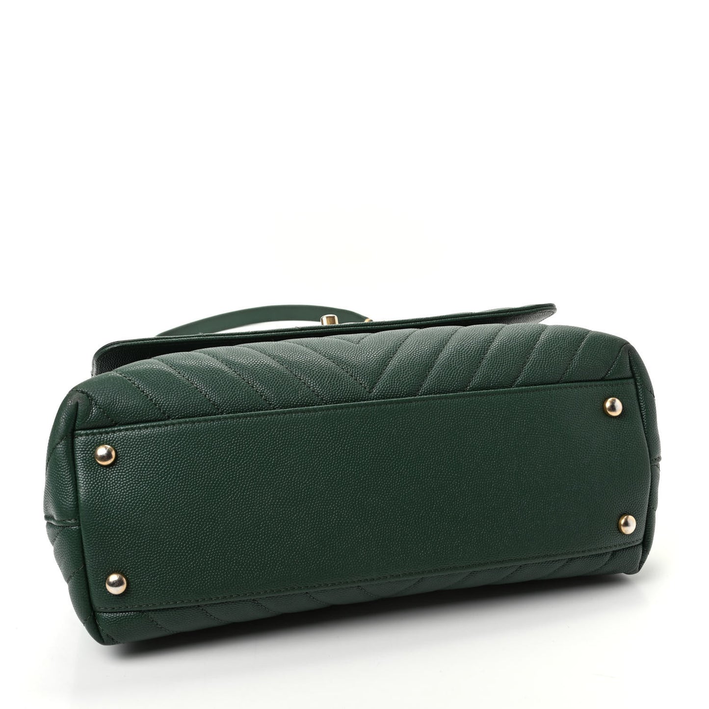 Caviar Chevron Chevron Quilted Small Coco Handle Flap Green